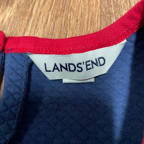 Lands End Girls Red White Blue Quilted Heart Embellished Bow Dress Size 14 Large - Picture 7 of 9